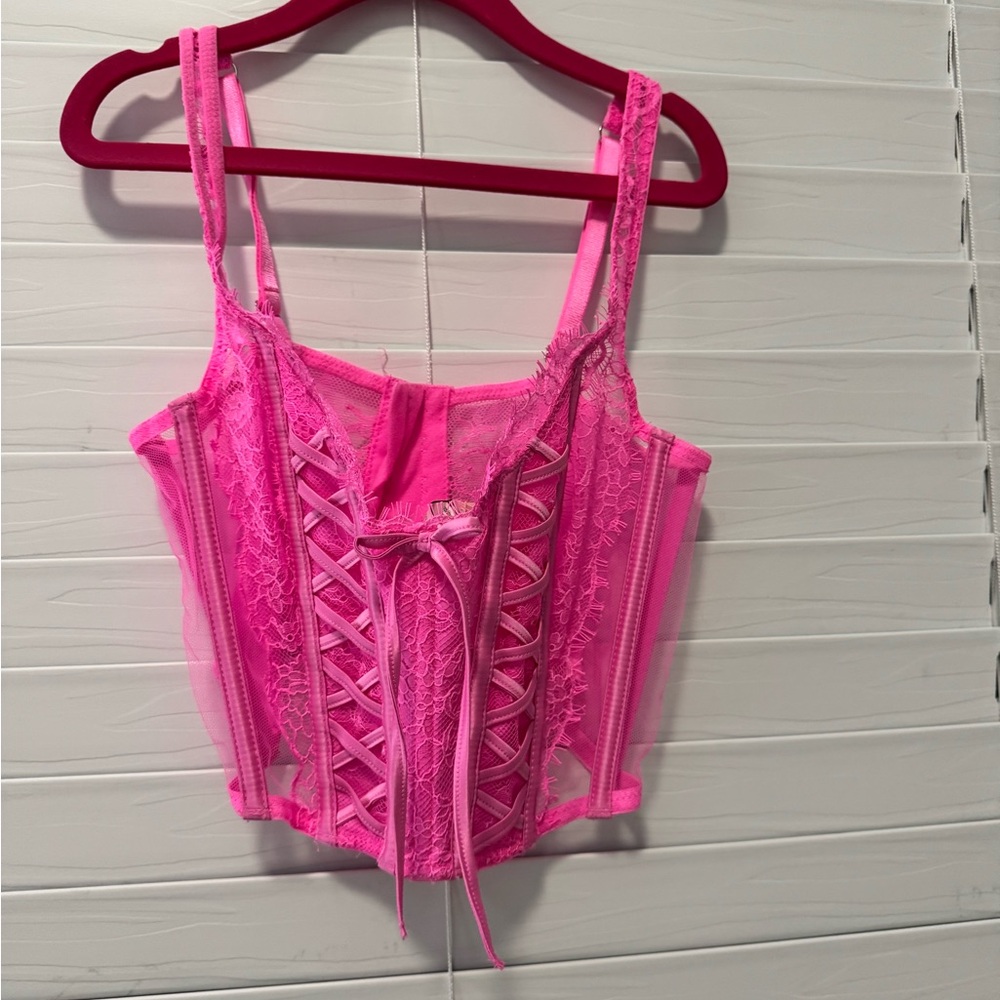 Vibrant Pink Lace Corset Top Victoria secret.